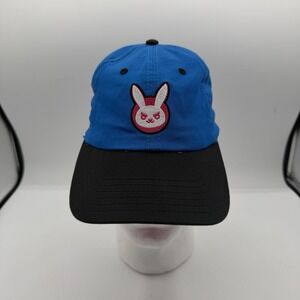 Overwatch DiVa Bunny Logo Hat Blue Black Cotton One Size Adjustable Cap Gaming